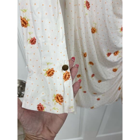 FREE PEOPLE Celia Ivory Combo Floral Mini Dress Size Medium boho hippie cottage - Picture 7 of 8